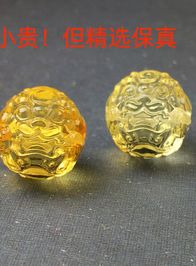 天然净水金珀貔貅珠雕刻珠配饰