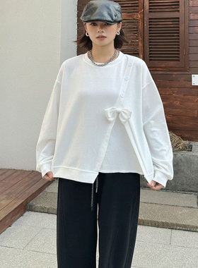 251112蝴蝶结假两件卫衣女春秋长袖t恤2025新款小个子超好看上衣