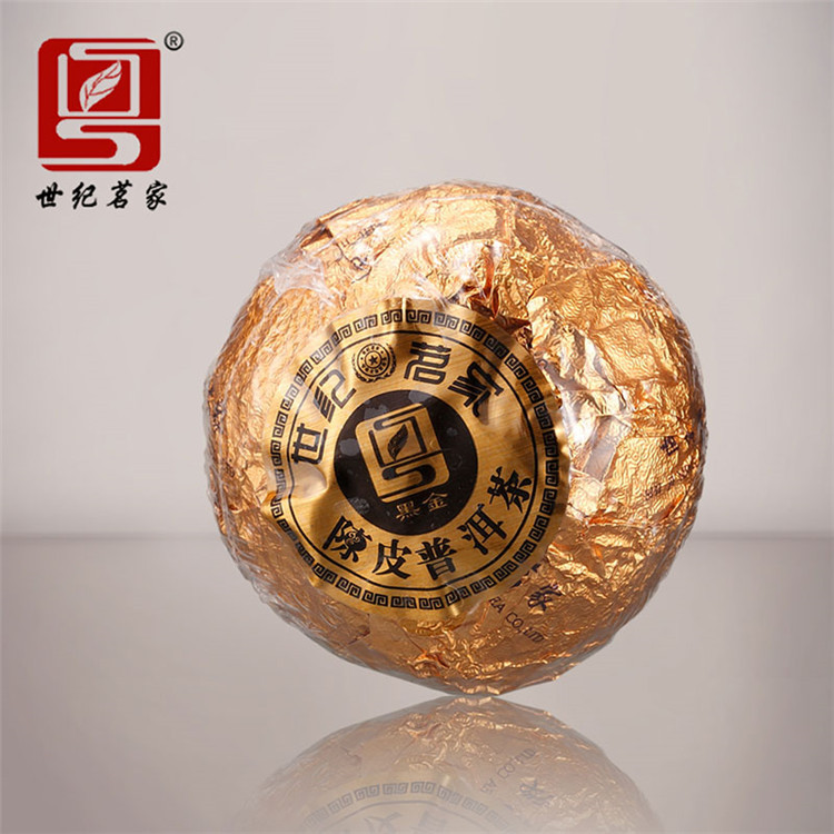 柑普茶世纪茗家新会陈皮普洱茶黑金1粒装 云南普洱熟茶陈年桔普茶