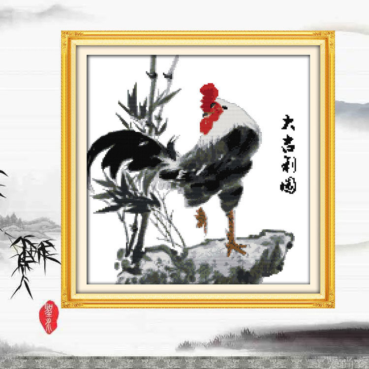 属相生肖大公鸡客厅十字绣线绣