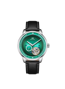 【新品】上海手表男款The Bund系列绿色渐变陀飞轮卡罗素机械表