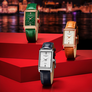 上海手表大都会摩登镜耀绿色皮带女士全自动机械腕表官方旗舰店