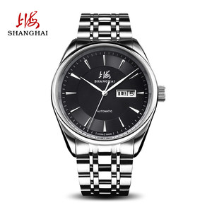上海手表自动机械男表休闲商务双历显示透底表背防水SH3008N正品