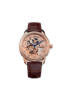 上海手表男款国民系镂空透底镶钻皮带机械表5002/s8502