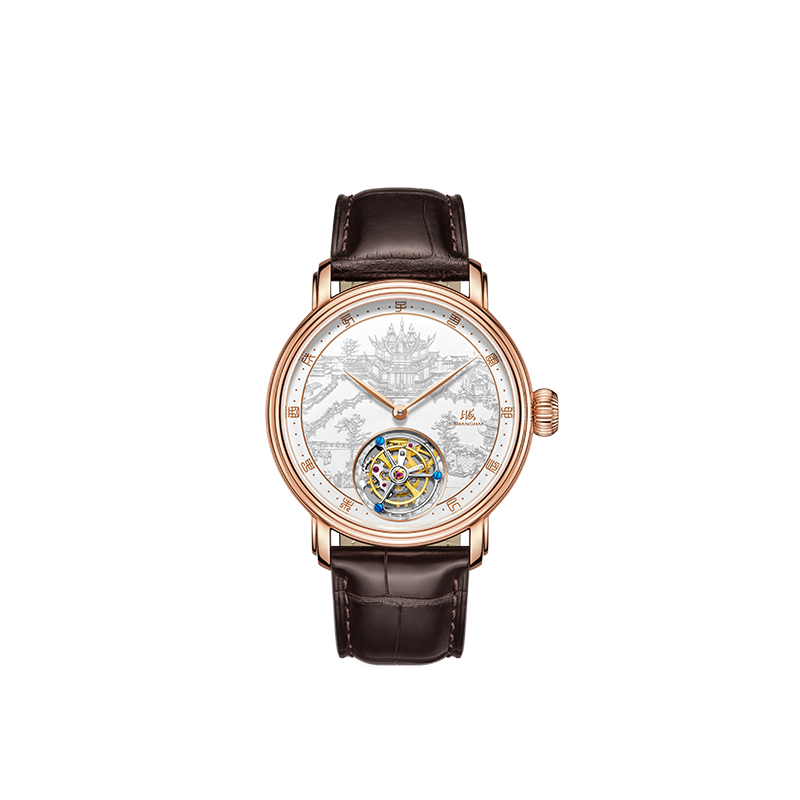 上海手表湖心亭陀飞轮男款机械表