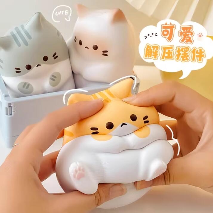 解压玩具可可猫捏捏乐慢回弹小猫咪办公室摆件网红发泄减压神器
