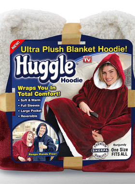 TV新品 huggle hoodie懒人套头电视毯户外防寒衣 连帽抓绒保暖衣