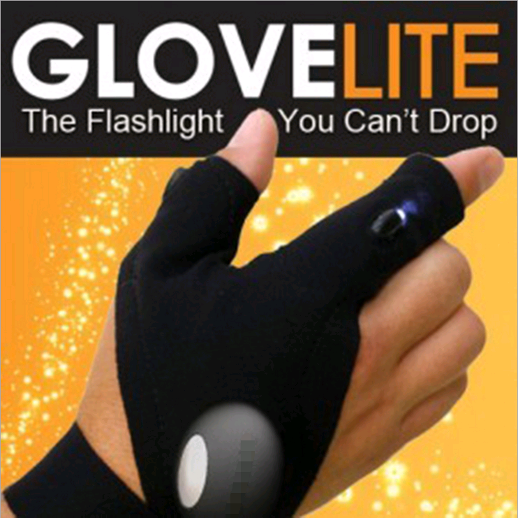 GLOVEUTE夜光运动汽车修理照明手套钓鱼户外骑车行神器LED手电筒