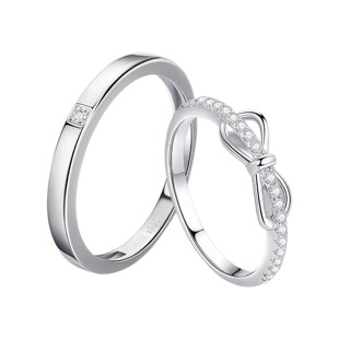 S999纯银闪耀结情侣戒指蝴蝶结对戒小众轻奢设计感礼物送女友闺蜜