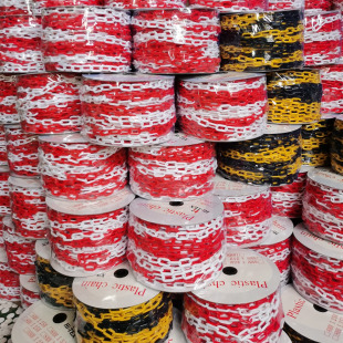 卷装 红白黑黄色胶链警示链条进出口6mm链 塑料链条50米塑料链条