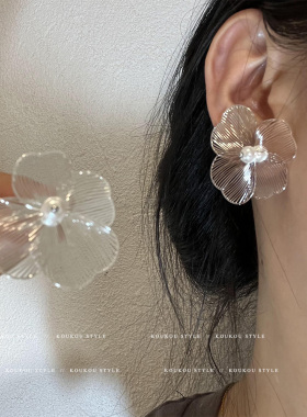 ins风花朵耳环耳饰女金属