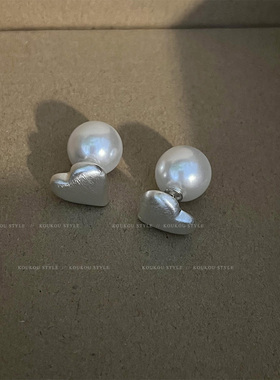 质感拉丝耳环秋冬耳饰珍珠耳环