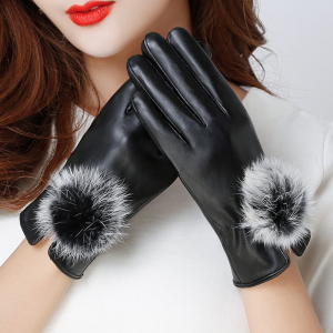 0点：9.8元包邮 洛维尼 触屏兔毛加绒皮手套