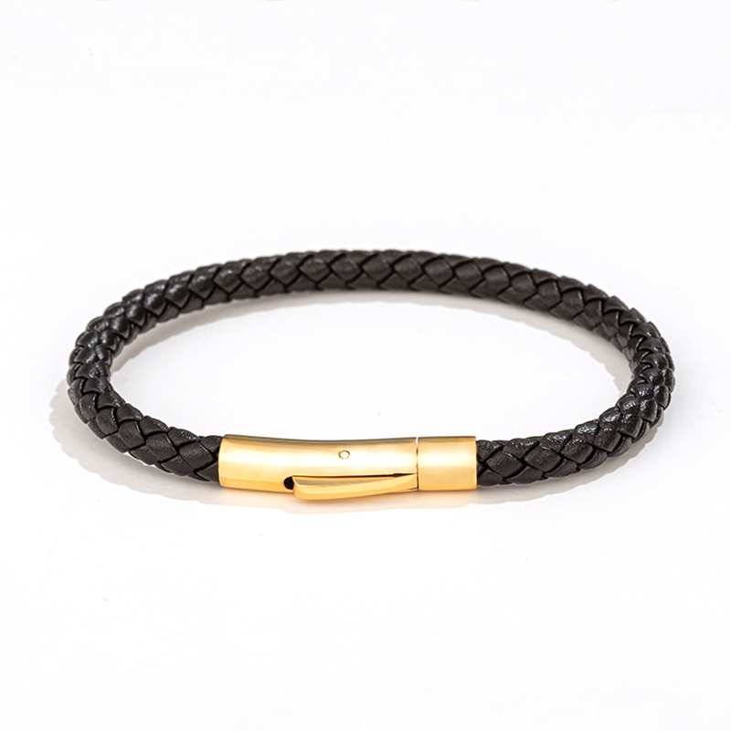 金色一字皮绳手链串珠男生