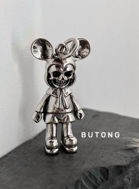 925纯银黑暗奇趣骷髅米奇吊坠男