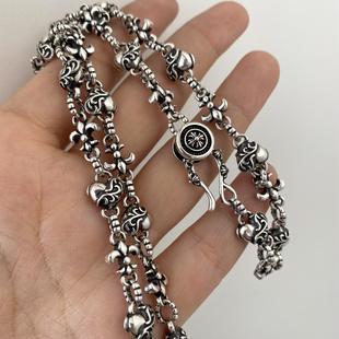 不同银匠 重工复古925纯银藤蔓爱心船锚十字架项链朋克高级男银饰