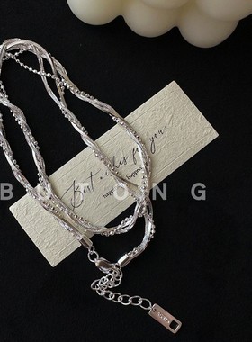 韩系925纯银缠绕闪闪锁骨链