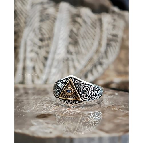 高桥风925纯银唐草花纹开口戒指