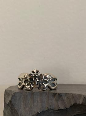 s925银夸张设计复古气质开口戒指