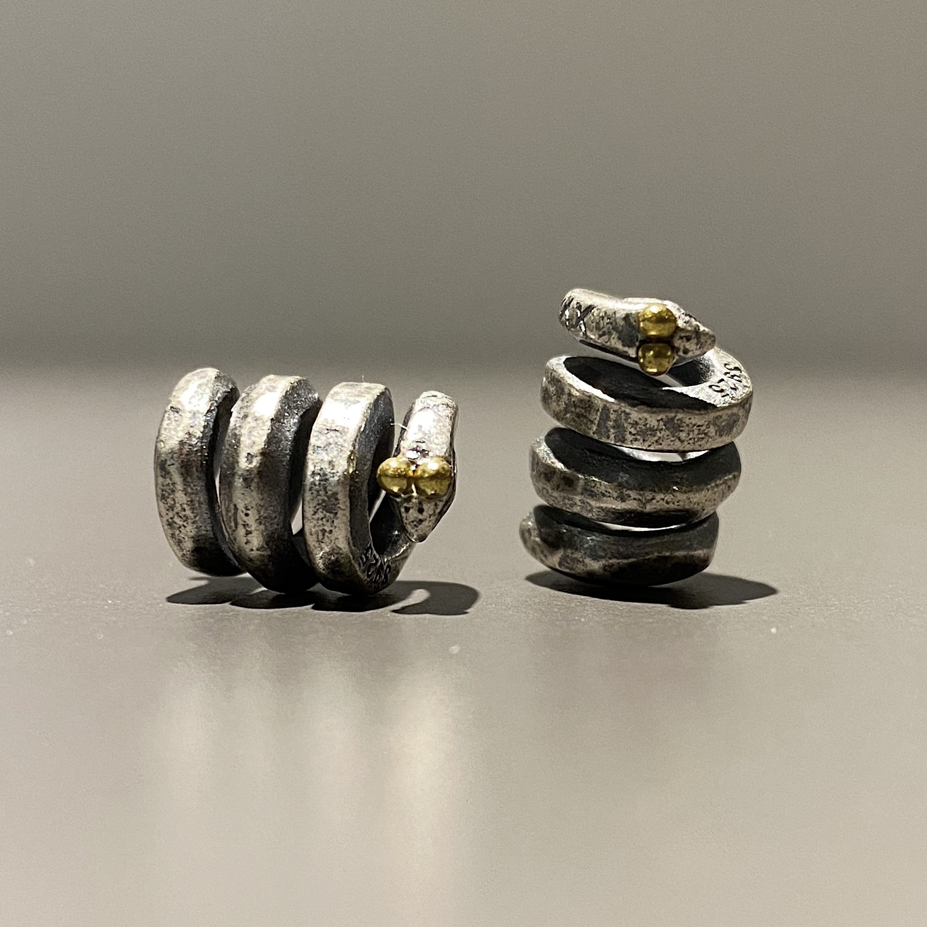 不同银匠 玩味系列贪吃弹簧蛇925纯银复古隔珠项链吊坠个性男银饰