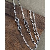 不同银匠通体925纯银降魔杵项链3mm朋克百搭复古新中式 男女长配链