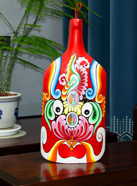 纯手工绘画京剧社火马勺脸谱木铲装饰挂件中国风酒店餐饮装修民俗