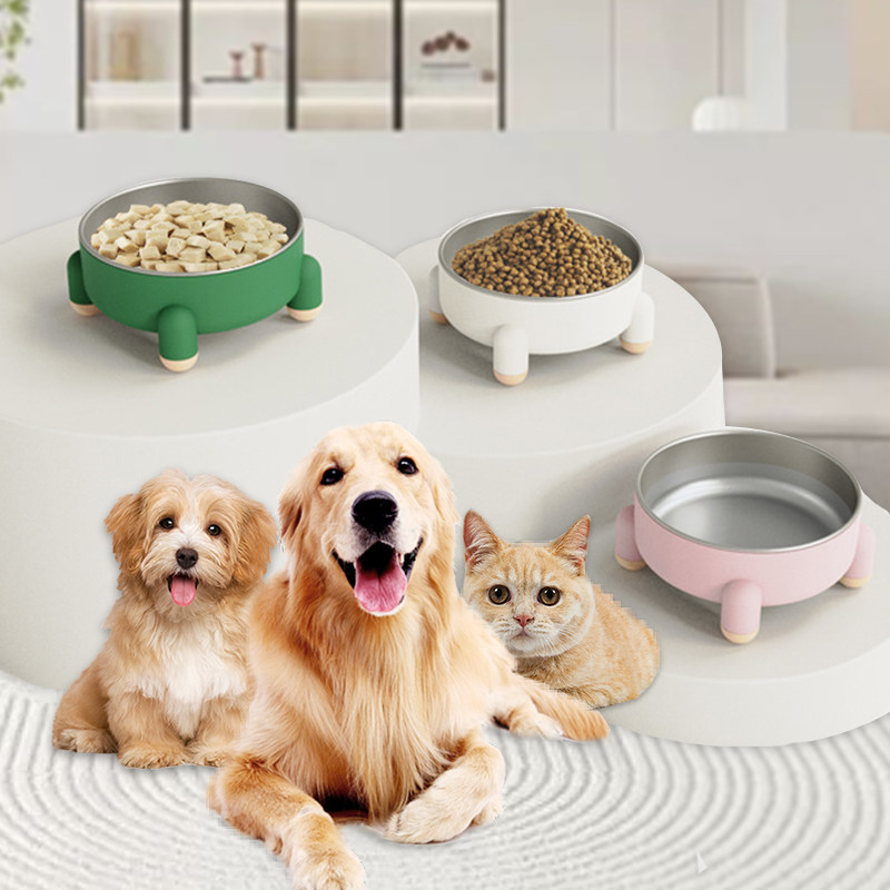 不锈钢宠物碗食盆小狗碗喂水器不易打翻大口径猫碗防滑喝水狗粮碗
