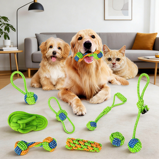 宠物耐咬玩具球拖鞋大狗狗磨牙棒益智洁齿棉绳猫咪小型犬飞盘边牧