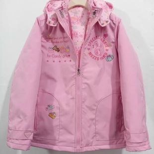 日系MezzoPiano甜系粉兔印花连帽外套少女糖果风满印内里防风棉服