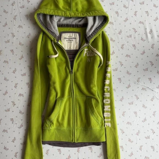 拉链开衫 修身 百搭女上衣 复古绿色韩系休闲卫衣外套秋冬季 外贸美式