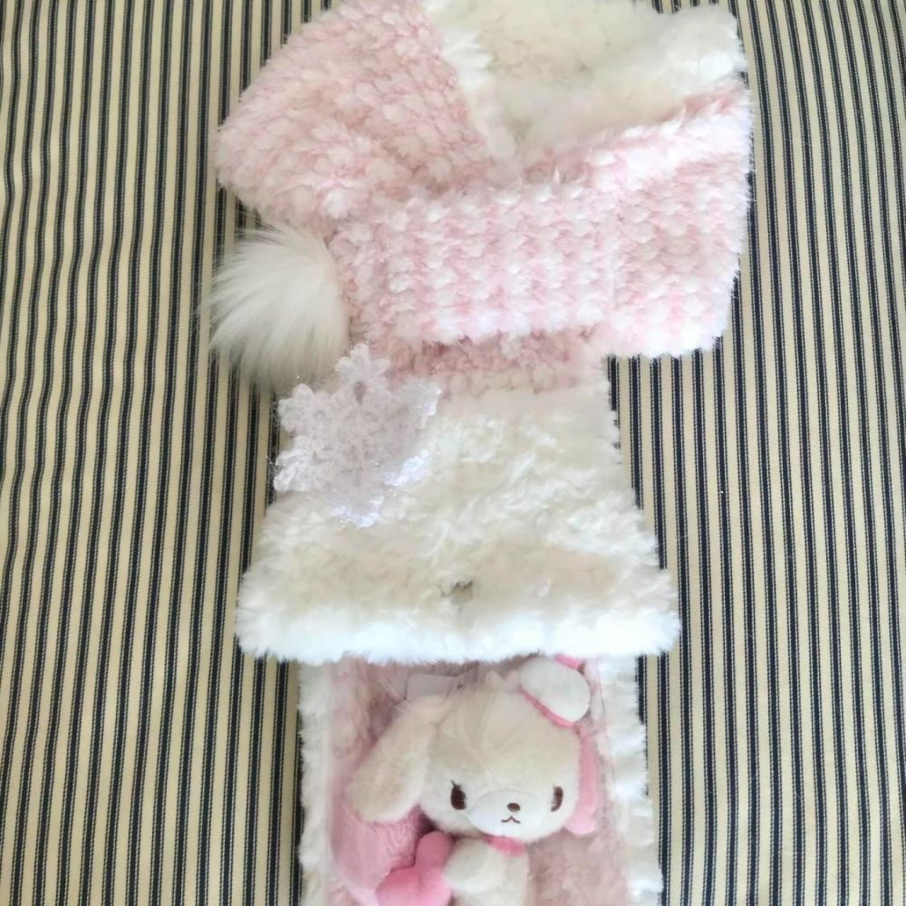 日系美少女粉色痛包二次元秋冬季保暖毛绒围脖甜美毛球绒雪花围巾,服饰配件/皮带/帽子/围巾,围巾/丝巾/披肩,淘宝优惠券,粉丝福利购,淘宝优惠卷