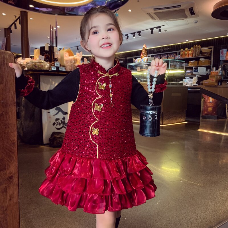 女童国风背心裙2025冬装新款洋气儿童夹棉旗袍裙女孩无袖公主裙,童装/婴儿装/亲子装,连衣裙,淘宝优惠券,粉丝福利购,淘宝优惠卷