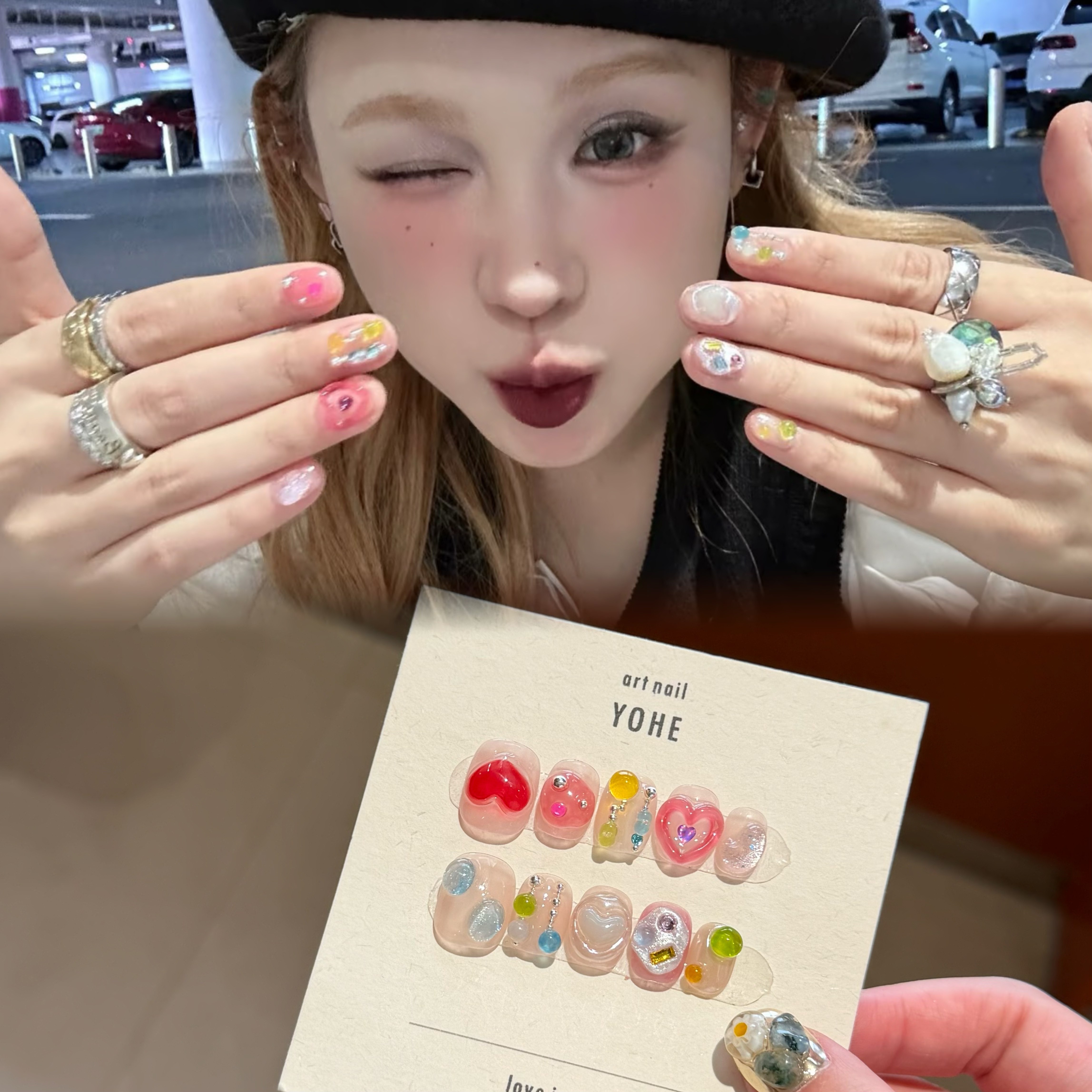 宥荷Studio 果汁软糖 小猴子穿戴甲美甲定制假指甲手工定制短甲
