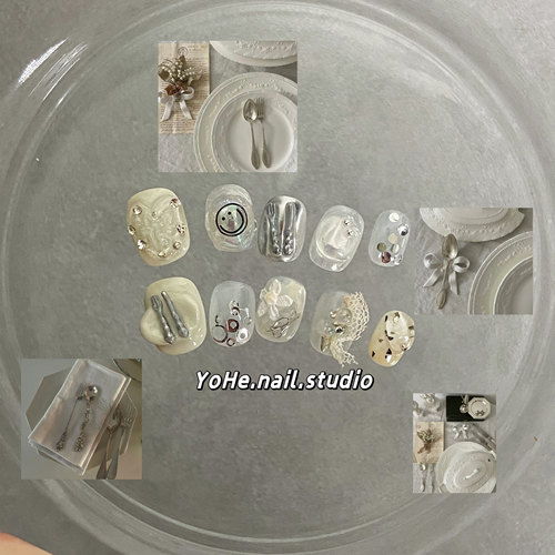 法式浪漫小众ins风穿戴甲美甲