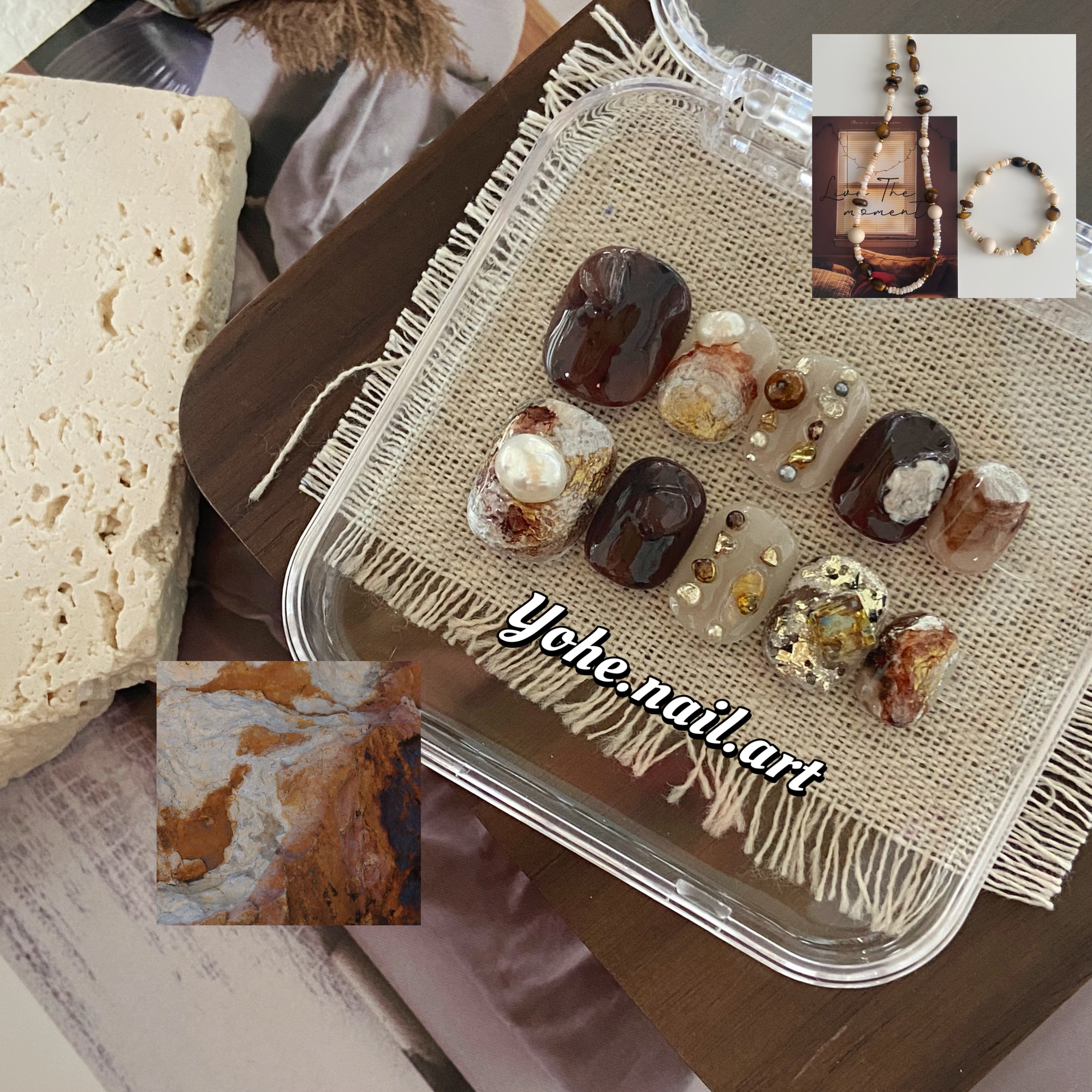 宥荷Studio 醒石春山 高级感穿戴甲美甲定制假指甲手工定制短甲,彩妆/香水/美妆工具,穿戴甲/甲片,淘宝优惠券,粉丝福利购,淘宝优惠卷