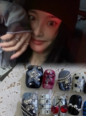 宥荷Studio 樱桃小熊  高级感穿戴甲美甲定制假指甲手工定制短甲