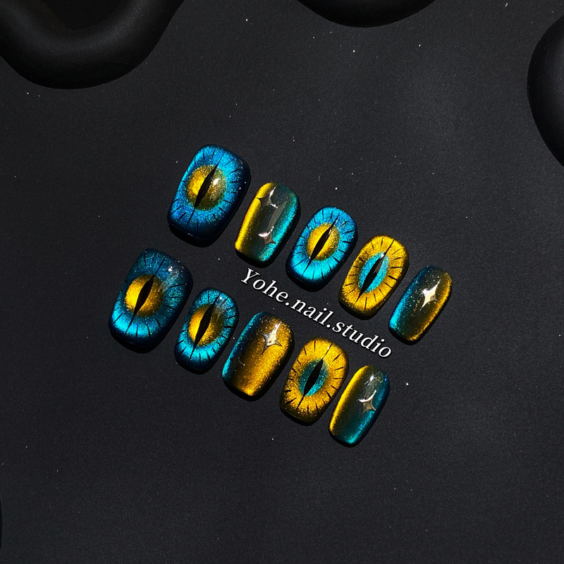 宥荷Studio 宙斯之眼猫眼ins风穿戴甲美甲定制假指甲手工定制短甲,彩妆/香水/美妆工具,穿戴甲/甲片,淘宝优惠券,粉丝福利购,淘宝优惠卷