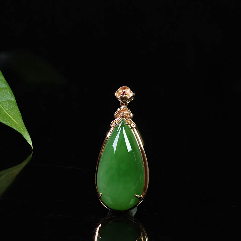 原创设计翡翠金镶玉项链送老婆