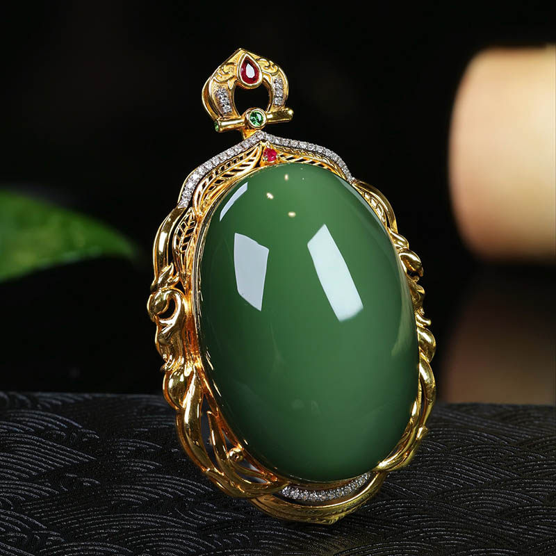 原创设计翡翠金镶玉项链送老婆