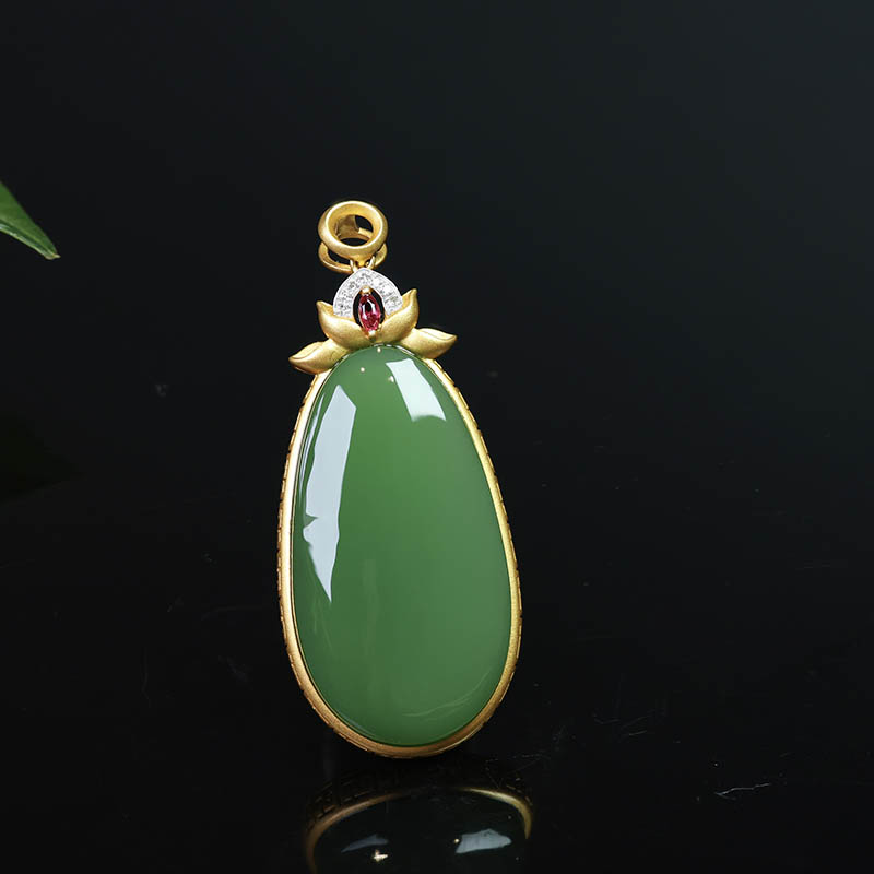 原创设计翡翠金镶玉项链送老婆