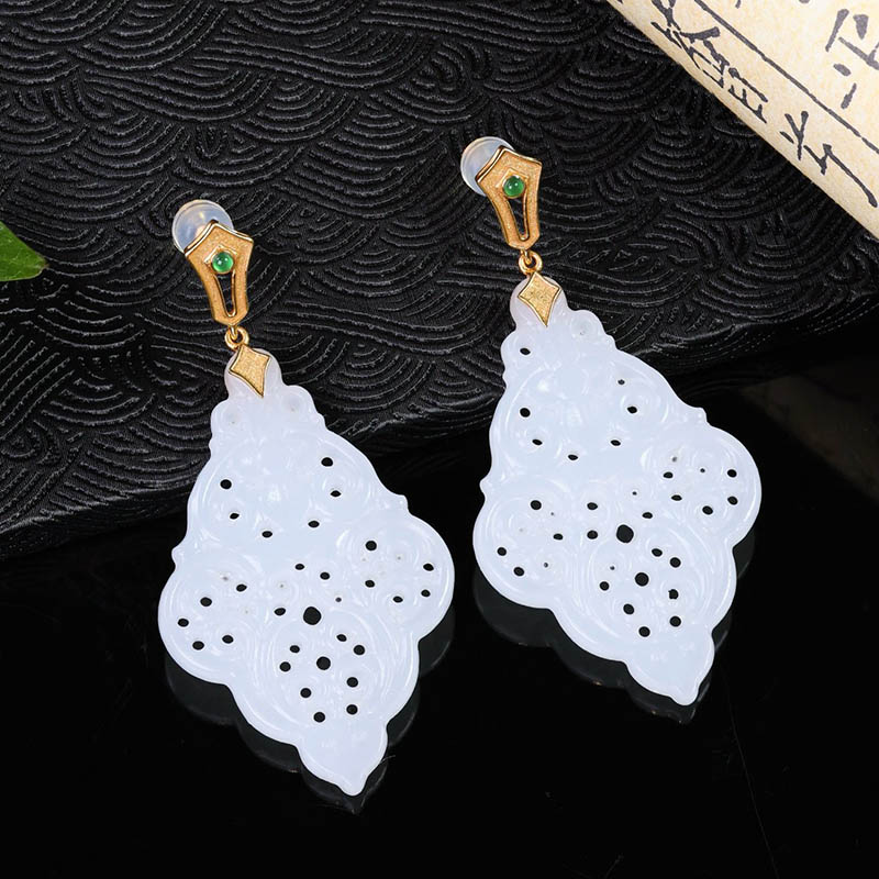 原创设计翡翠金镶玉耳饰送妈妈