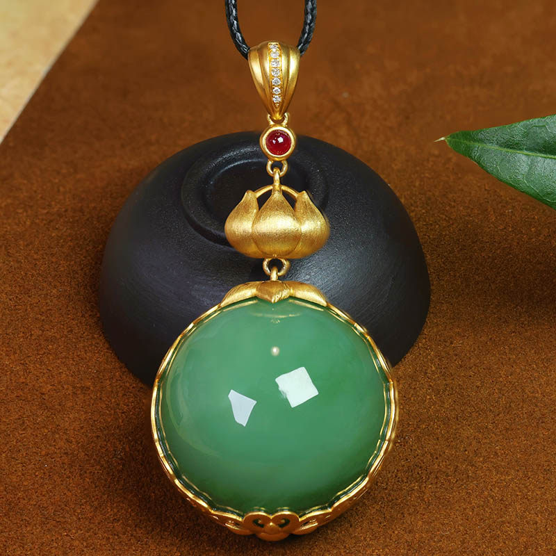 原创设计翡翠金镶玉项链送妈妈