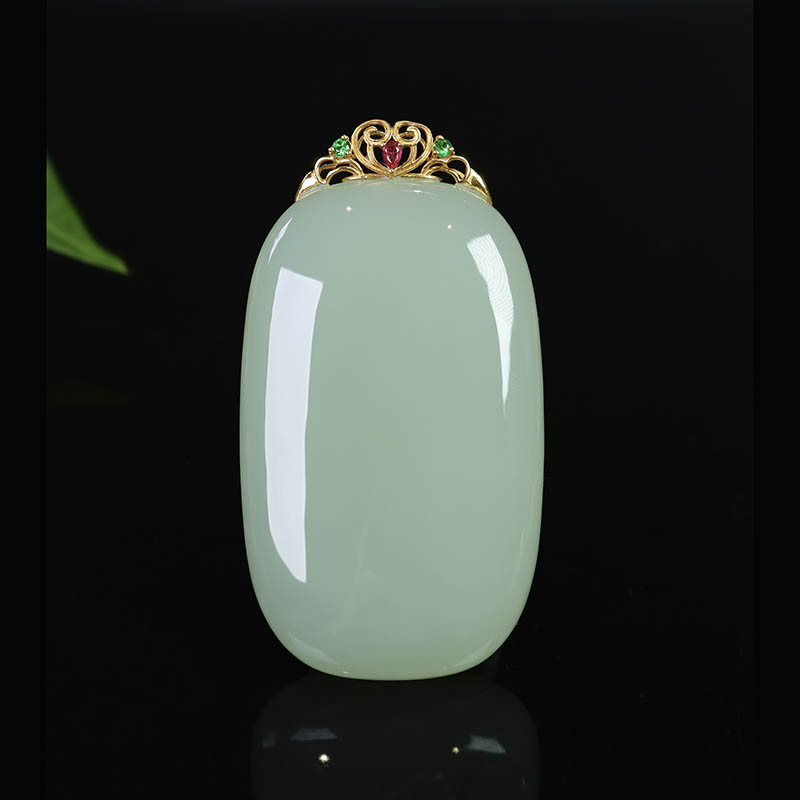 时尚潮流翡翠金镶玉项链送老婆