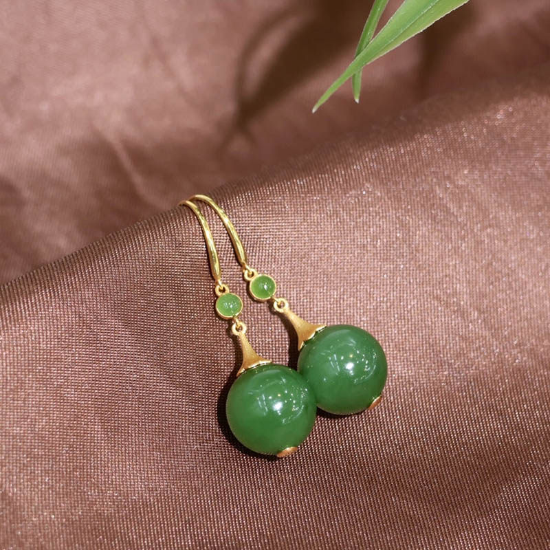 年货节礼物天然和田玉耳环正宗菠菜绿碧玉蛋面镶18k金挂件送妈妈,珠宝/钻石/翡翠,耳饰,淘宝优惠券,粉丝福利购,淘宝优惠卷