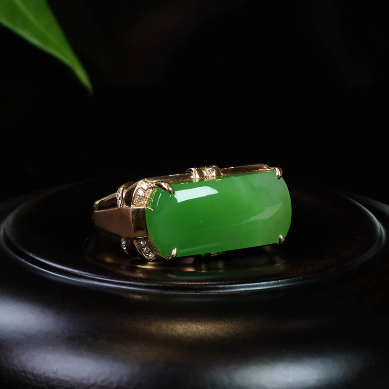原创设计翡翠金镶玉扳指送爸爸