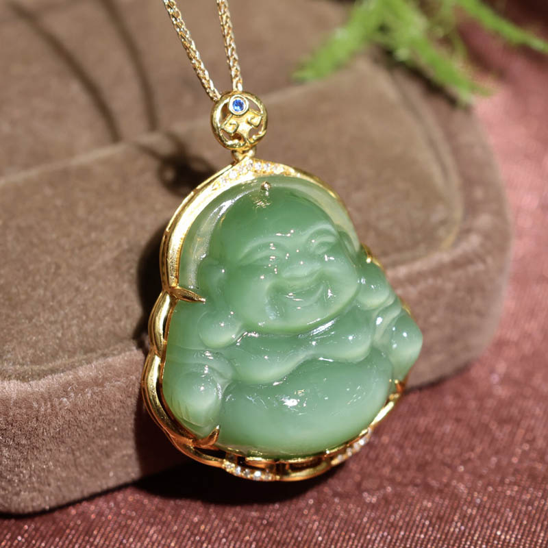 原创设计翡翠金镶玉项链送老婆