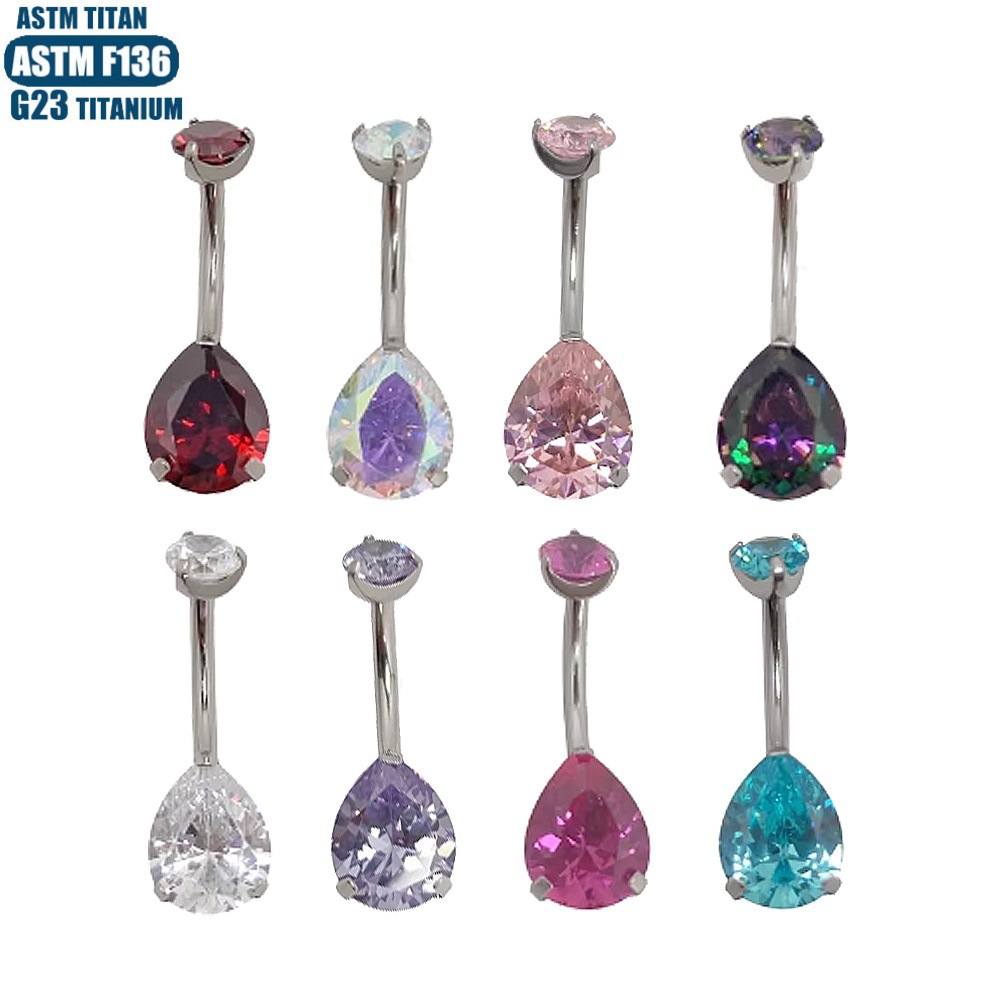 亚马逊钛合金水滴形锆石肚脐环