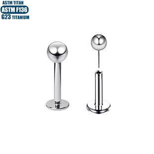F136钛合金唇环插针款圆球直杆耳钉人体穿刺饰品舌钉穿孔耳环唇
