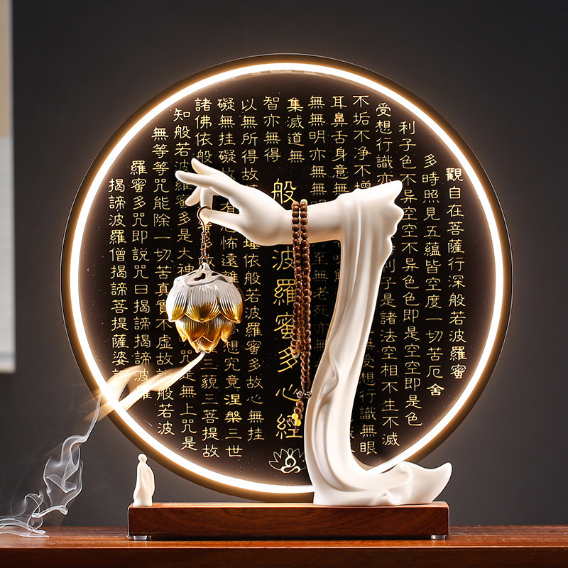 佛手禅意心经摆件家用室内倒流香炉新中式创意客厅玄关桌面装饰品
