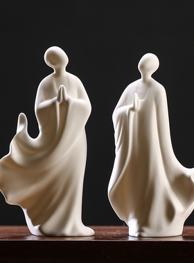 新中式创意白瓷人物无相佛禅意小摆件客厅玄关办公室会所茶室装饰